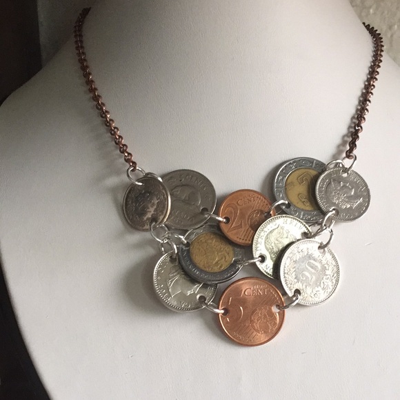 🚫SOLD🚫 🐢 3-Layer Coin Copper Statement Necklace - Picture 2 of 7